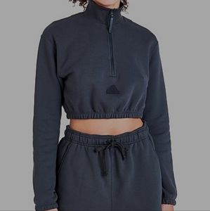 ADIDAS SPORTSWEAR LOGO HALF-ZIP SWEATSHIRT carbon white Crop Long Sleeve